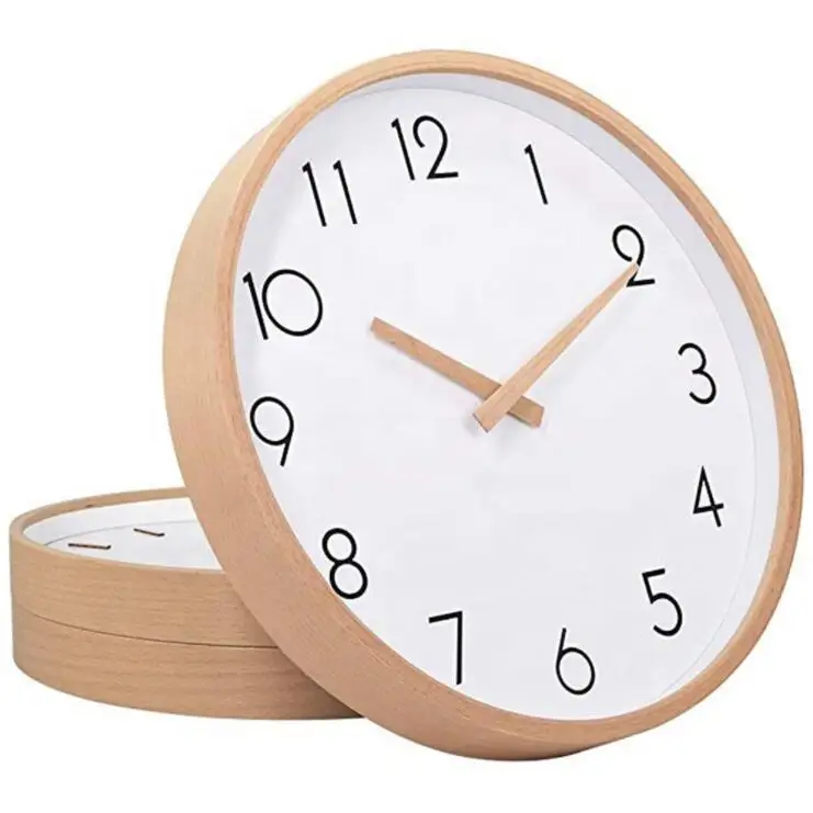 square wall clock White Wall Clock Modern Design Nordic Wood Living Room Silent Clock Mechanism Bedroom Kitchen Office Brief Clocks Mechanism non ticking wall clock