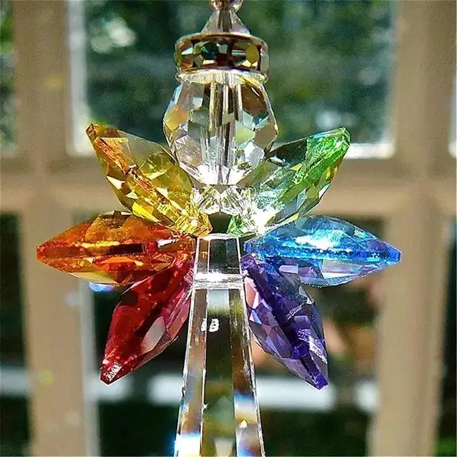 Rainbow Angel Suncatcher Crystal Guardian Chakra Napsütő Visszapillantó Tükör Autó Belső Függő Medál Otthoni Dekoráció - Image 3