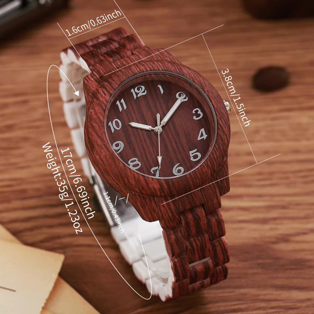 3PCS/Set Women Watches Fashion Wooden Pattern Plastic Band Girls Quartz Watch Reloj Mujer Clock Gift（Without Box） 6