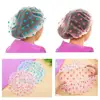 3Pcs Women Shower Cap Waterproof Wide Elastic Band Reusable Bashroom Cap Fashion Wave Point Shower Hat Bathroom Accessories 2