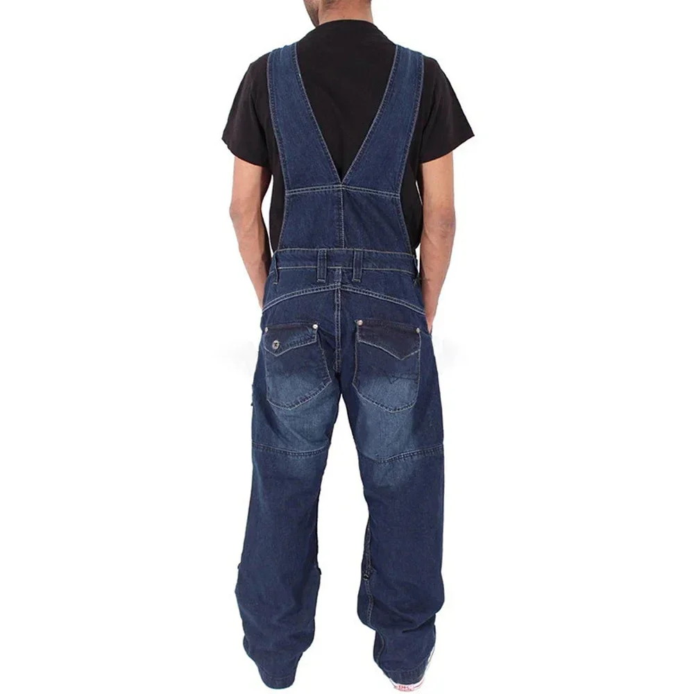 Men's Harajuku Fashion Denim Work Pants Loose Multi-pocket Casual Workwear Suspenders Jumpsuit Street Casual Men's Wear M-5XL