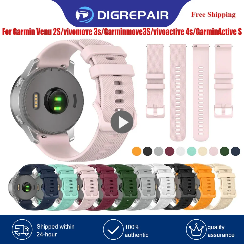 Cinturino Di Ricambio Per Cinturino Di Ricambio Da 18Mm Per Cinturino In Silicone Garmin Venu Vivoactive 3S 4S Per Garmin Venu 2S/Garmin Active S
