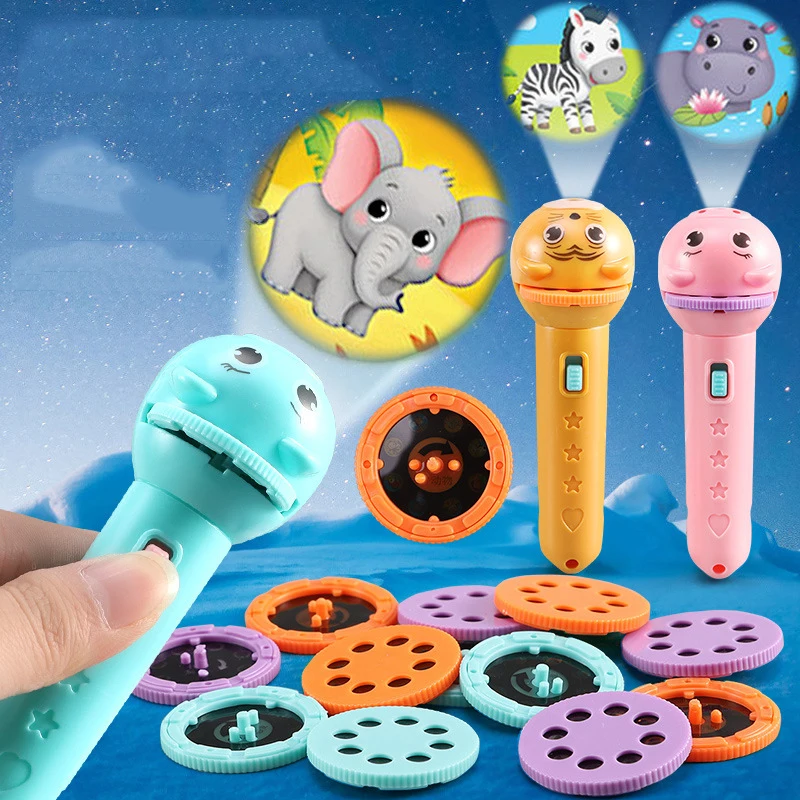 

Flashlight Projector Torch Lamp Toy Cute Cartoon Animals Creativity Toy Flash Light Projector Baby Sleeping Story Book