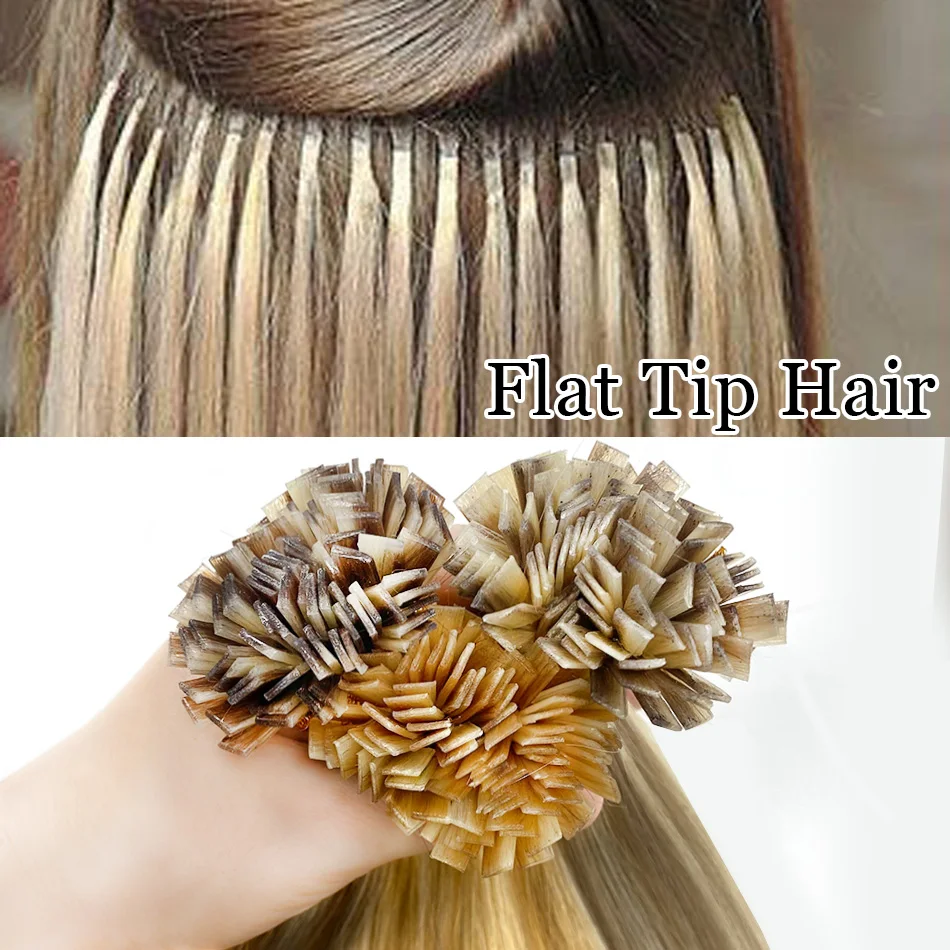 Human Hair Extensions Keratin Flat Tip Hairmony Tip Extension