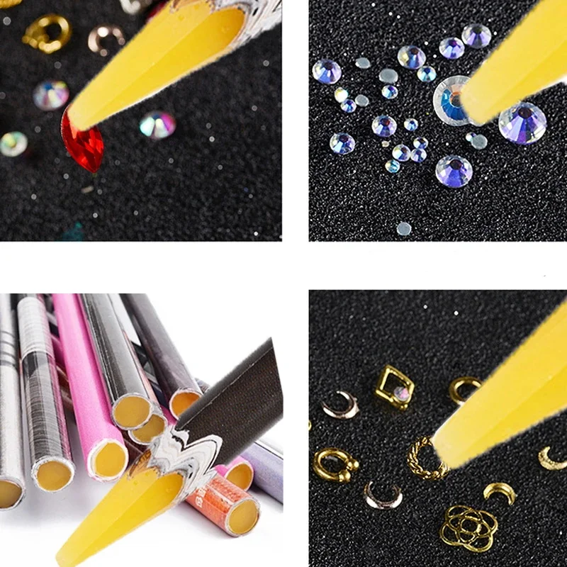 1-10Pcs Nail Art Rhinestones Gems Picker Wax Pencil Wood Pencil Pen Pickup Crystal Easily Picking Up Dotting Tool DIY Decoration images - 6