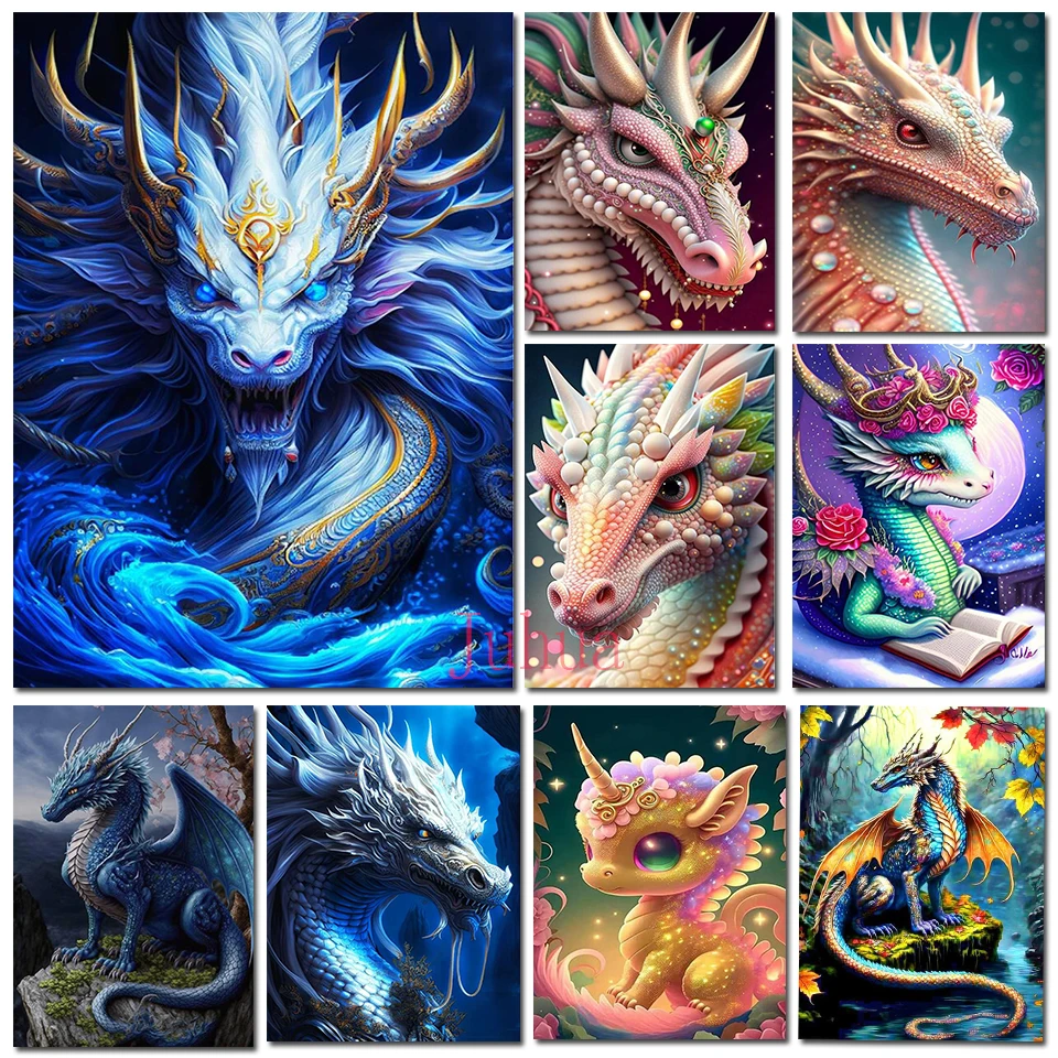 5D Diy Full Diamond Art Painting Fantasy Dragon Picture Diamond Mosaic Icon  Animal Cross Stitch Kit Home Decor Children Gifts