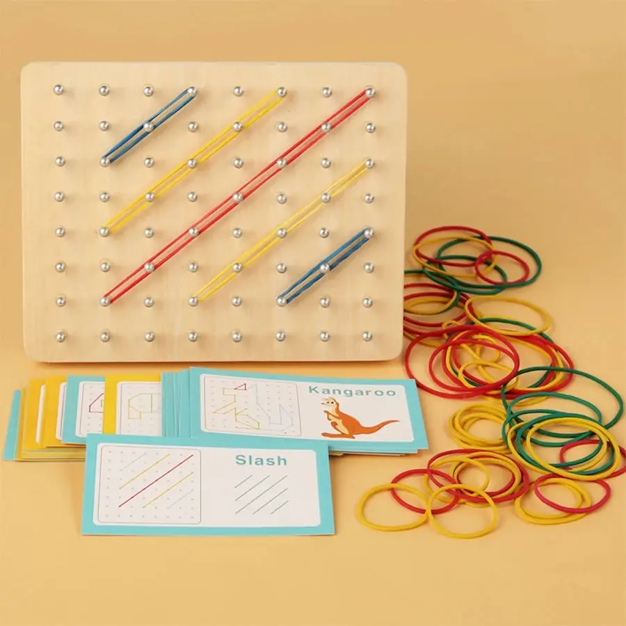 Wooden Montessori Geometric Creative Pegboard, CHILDREN'S Early Education Montessori Toy Puzzle Game 5