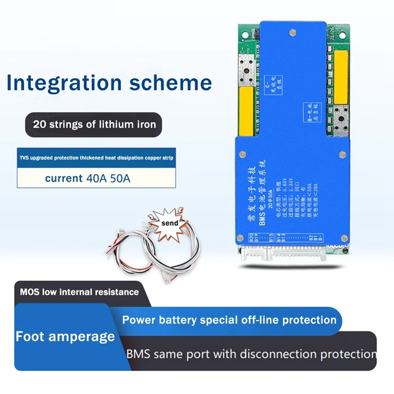 

Плата защиты литий-ионного аккумулятора 20S 60V Lifepo4, один и тот же порт с выравниванием, защита от падения