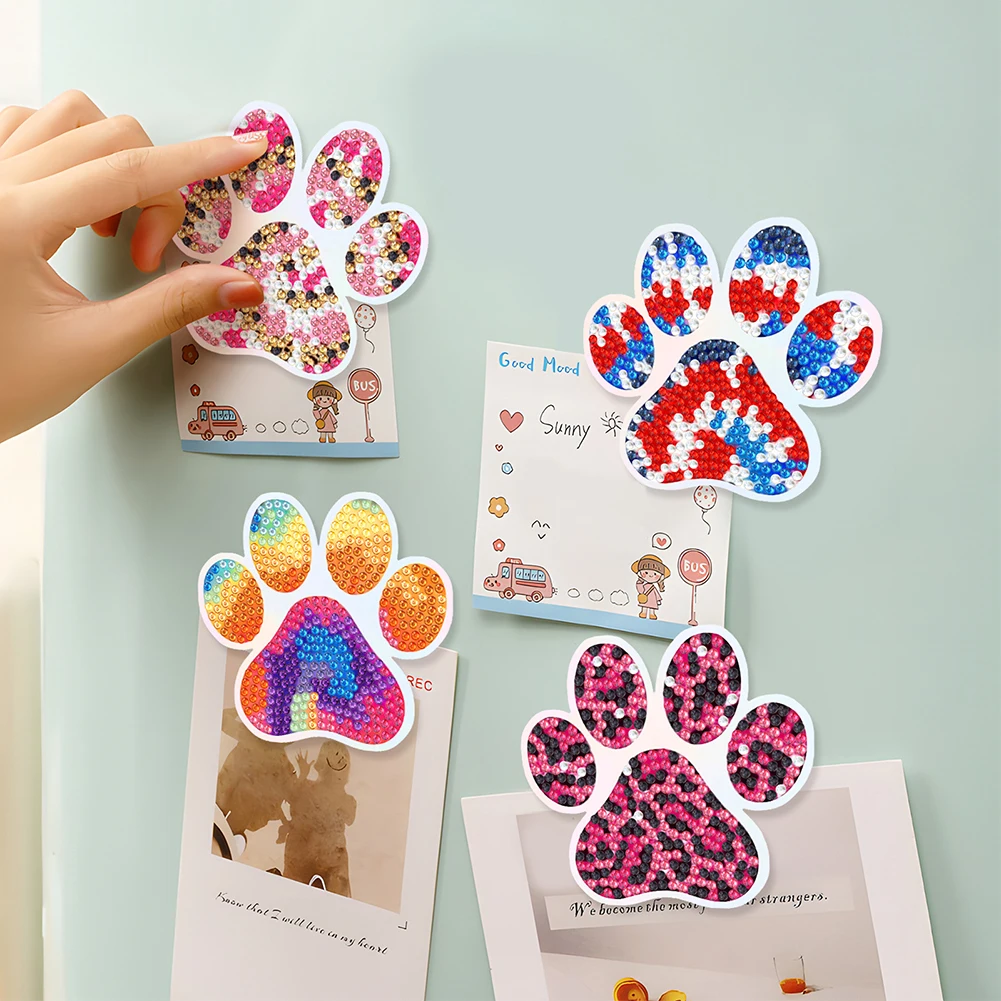 6/8PCS Diamond Art Fridge Magnets Sticker Animals Owl Kittens Flowers Butterfly Refrigerator Diamond Painting Magnets Kits 3