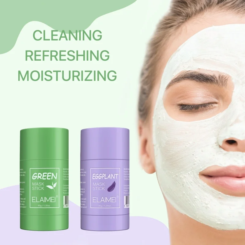 Green Tea Solid Cleansing Mask Dispel Acne Blemish Mark Remove Blackhead Acne Smearing Mud Film Hydrating Mask 2024 New