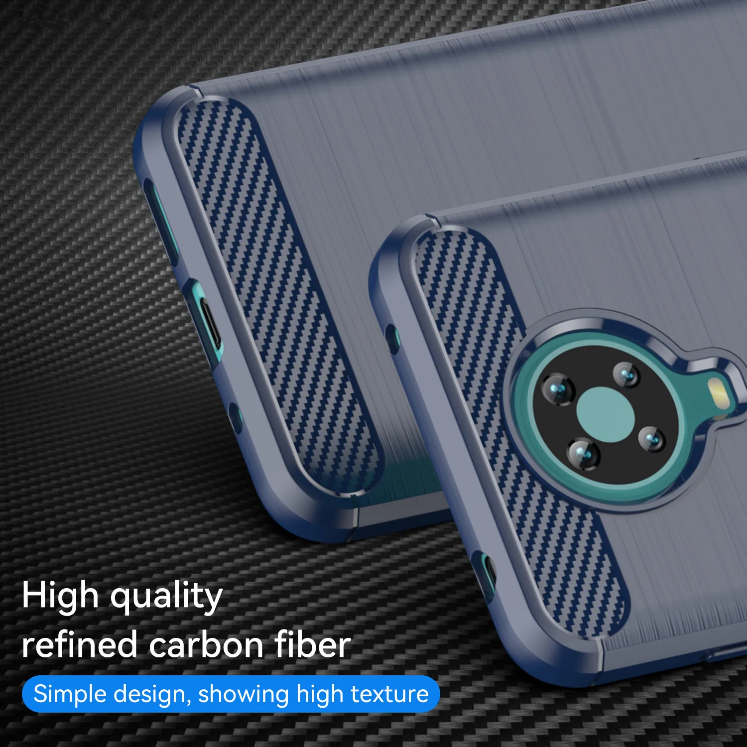 Shockproof Silicone Carbon Fiber Back Cover - Soft Matte Phone Case