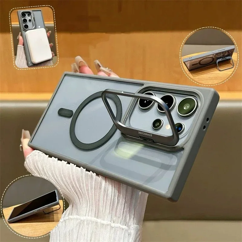 Magnetic Wireless Charging Case with Camera Protector and Clear Holder