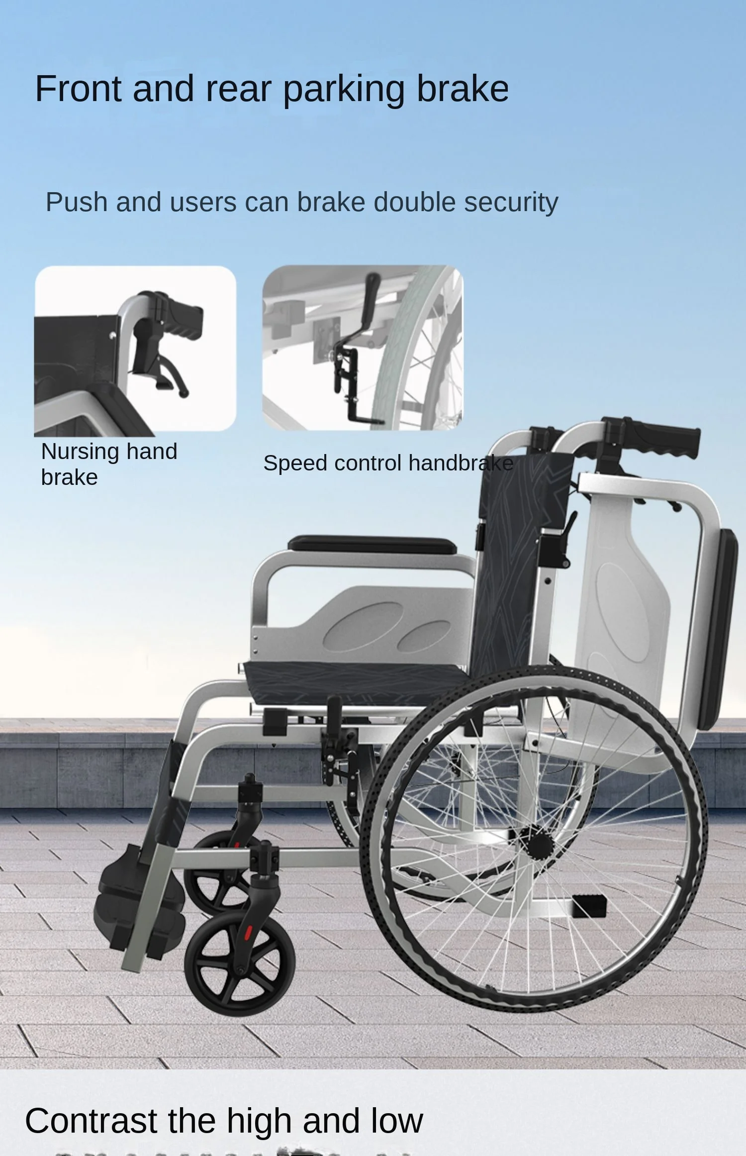 Folding light exwide armrest can lift Oxford cloth seat cushion large wheel wheelchair scooter the elderly