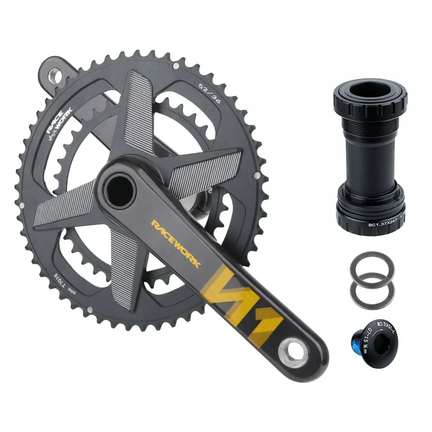 LSRRYD Pédalier VTT Double Plateau 36/26T Ou 38/28T – Manivelles Aluminium 175mm GXP Creux + Boîtier 68/73mm