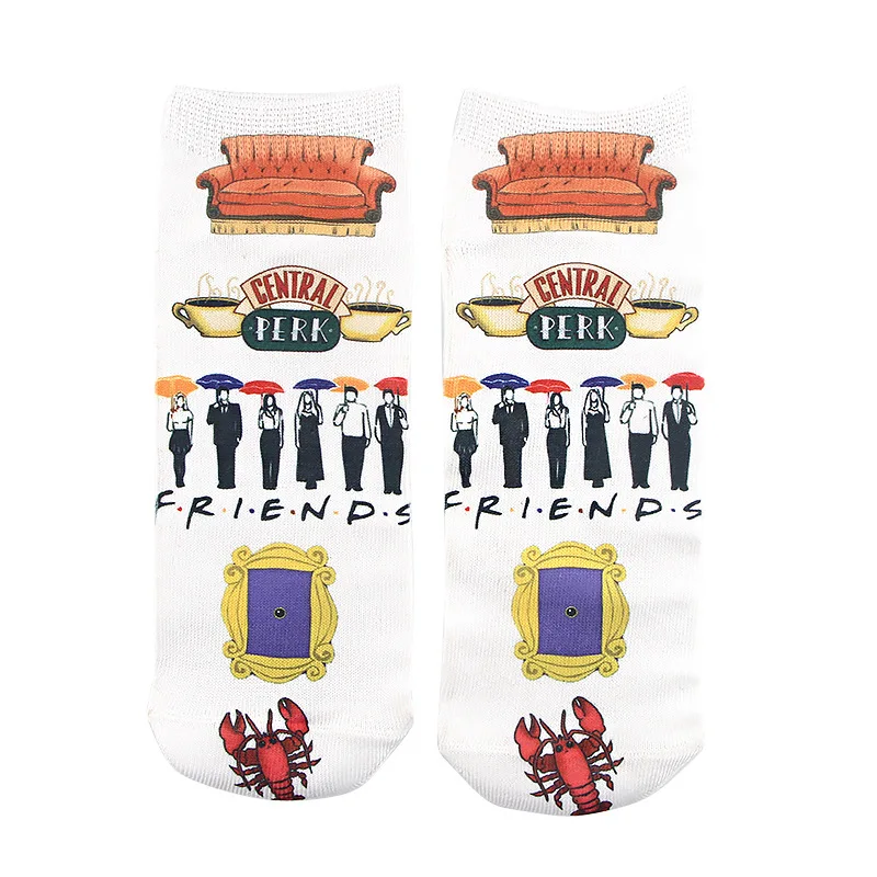 Women socks Anime socks Friends Tv Show Socks Cosplay cartoon unisex Casual Non Slip Breathable Comfortable Short Tube Couple Happy Socks Cosplay Hallow