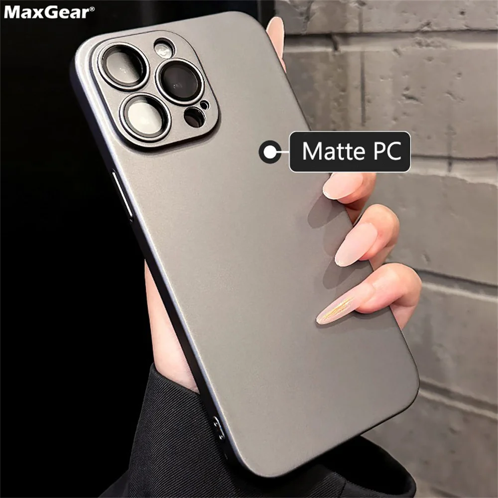 Matte Armor Rugged Plastic Case with Luxury Slim Glass Camera Protector