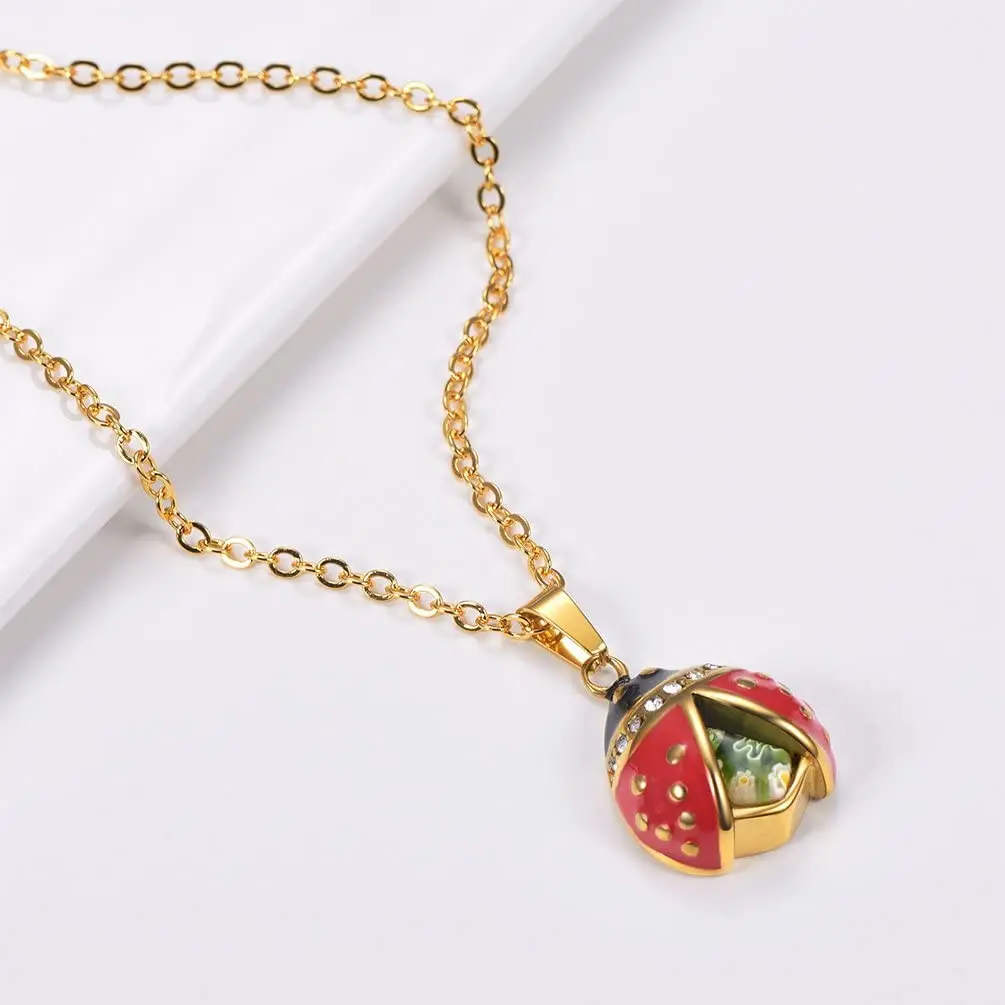 PROSTEEL Cute Red Ladybug Delicate Pendant Chain 14K Gold Plated Necklace Gift for Girlfriend Women PSP3328J 2