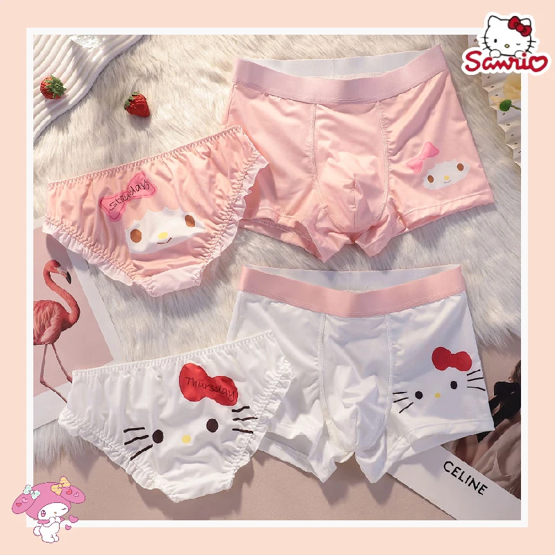 Kawaii Sanrio Cinnamoroll Couple Panties Cartoon Hello Kitty My Melody  Summer Cute Girls Triangle Panties Men Ice Silk Panties