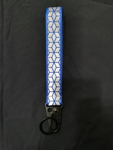 Car Reflective Keychains High Visibility Webbing Material For Bag Pendant Accessories 2.5cm Blue