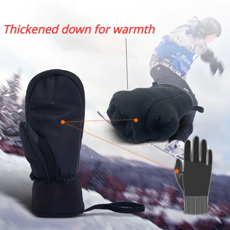 Winter Skiing Gloves Waterproof Snowboarding Touch Screen Thermal Thick Snow Gloves Men Women Snowmobile Warm Mittens 2