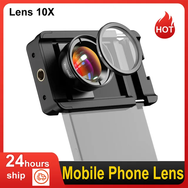APEXEL Mobile Phone 100mm Macro Lens 10X + CPL Filter Kit with Universal Phone Clip for iphone 14/13/12/11 Smartphones