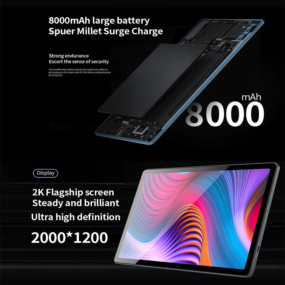 New 10.36 Inch Android Tablets 10 Core Dual WiFi 8GB RAM 512GB ROM 2K HD Display 4G LTE Network Google Play Tablet PC 8000mAh 5