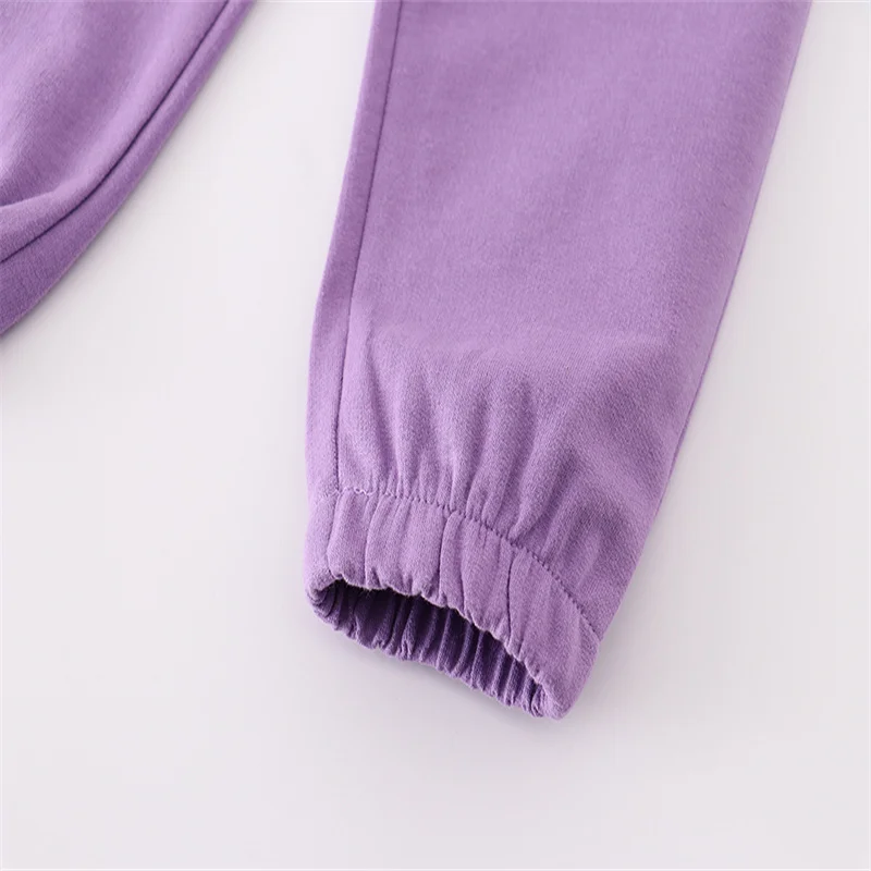 Jumping Meters Purple Drawstring Baby Sweatpants Full Length Toddler Kids Trousers Unicorn Print Girls Pants
