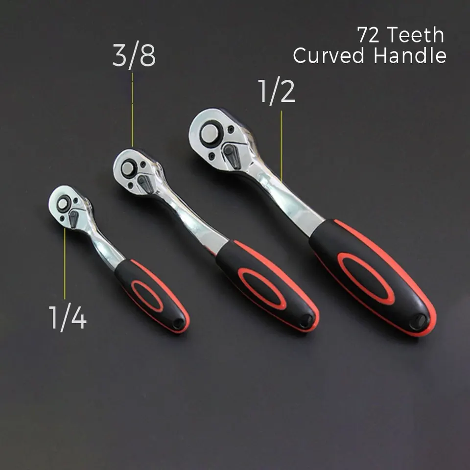 Set 3 Chiavi A Cricchetto Professionali - 1/4, 3/8 E 1/2 Pollice, 72 Denti Con Sgancio Rapido - Foto 2