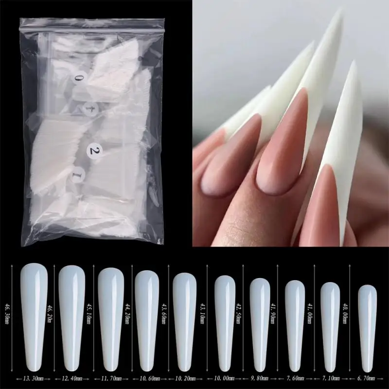 

bag Full Cover Fake Nail Artificial Press on Long Almond Clear False Coffin Nails Art Tips Manicure Tool