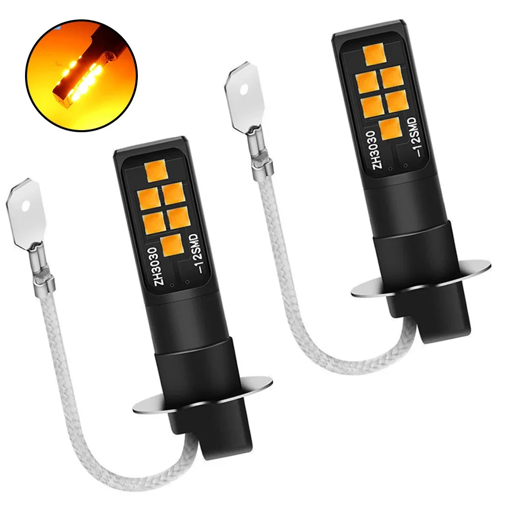 내구성 하이 퀄리티 LED 안개등 전구, 고온 저항, 실용적, 12 SMD 3030 칩, 앰버 H3