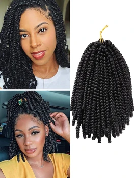 Synthetic Braiding Hair Extensions for Black Women, Spring Twist Hair, Crochet Braids, Ombre Curly Passion, Dreadlocks, 8" 1