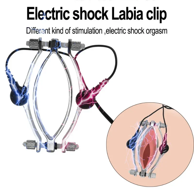 Electric Shock Labia Clip Clitoris Stimulator G-Spot Spreader Clamps Vagina Masturbation Sex Toy for Woman Couples Flirting 18+ sex toys