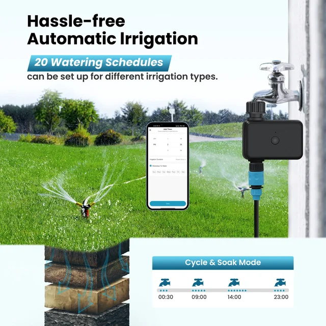 Tuya Smart Water Timer Programmable Sprinkler Timer Bluetooth for Garden Hose Irrigation Compatible with Alexa Hey Google 3