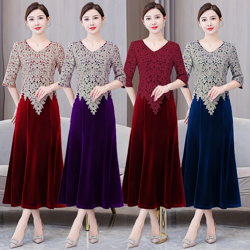 

2024 The new fashion wedding dress temperament slimming women's boutique design sense velvet dress