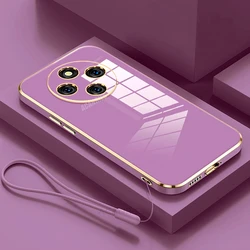 Luxury Plating Silicone Case with Lanyard Cover for Poco X6 Pro 5G (ZBSS Cherry Purple)