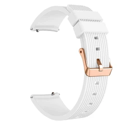 Rose Gold Silicone Watch Strap with Premium Buckle, 20mm for 20mm Universal (White)