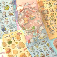 

High Quality Cartoon PVC Sticker Little Cat Duck Bear Sheep Rabbit Colorful Sticky Sticker Gift 96*204mm 2022 New Children Gift