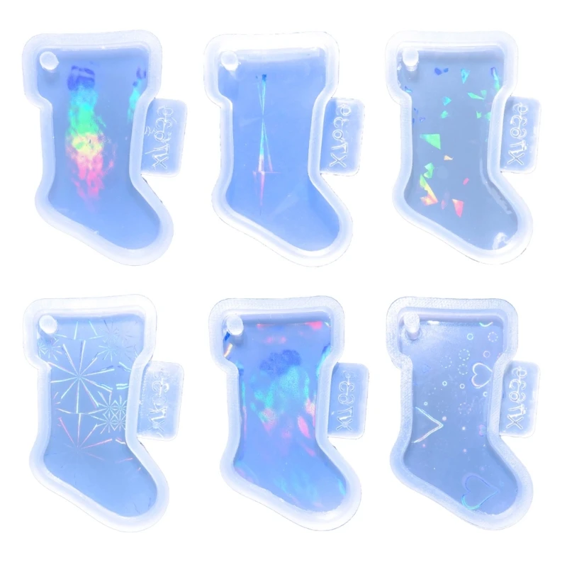 

Рождественские формы из смолы, голографические силиконовые формы для рождественских украшений для чулок