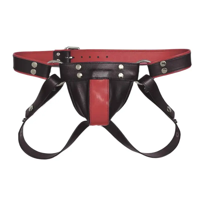 Mens Jockstrap Leather Harness Sexy Lingerie BDSM Bondage Fetish Gays Hombre Stage Nighclubwear