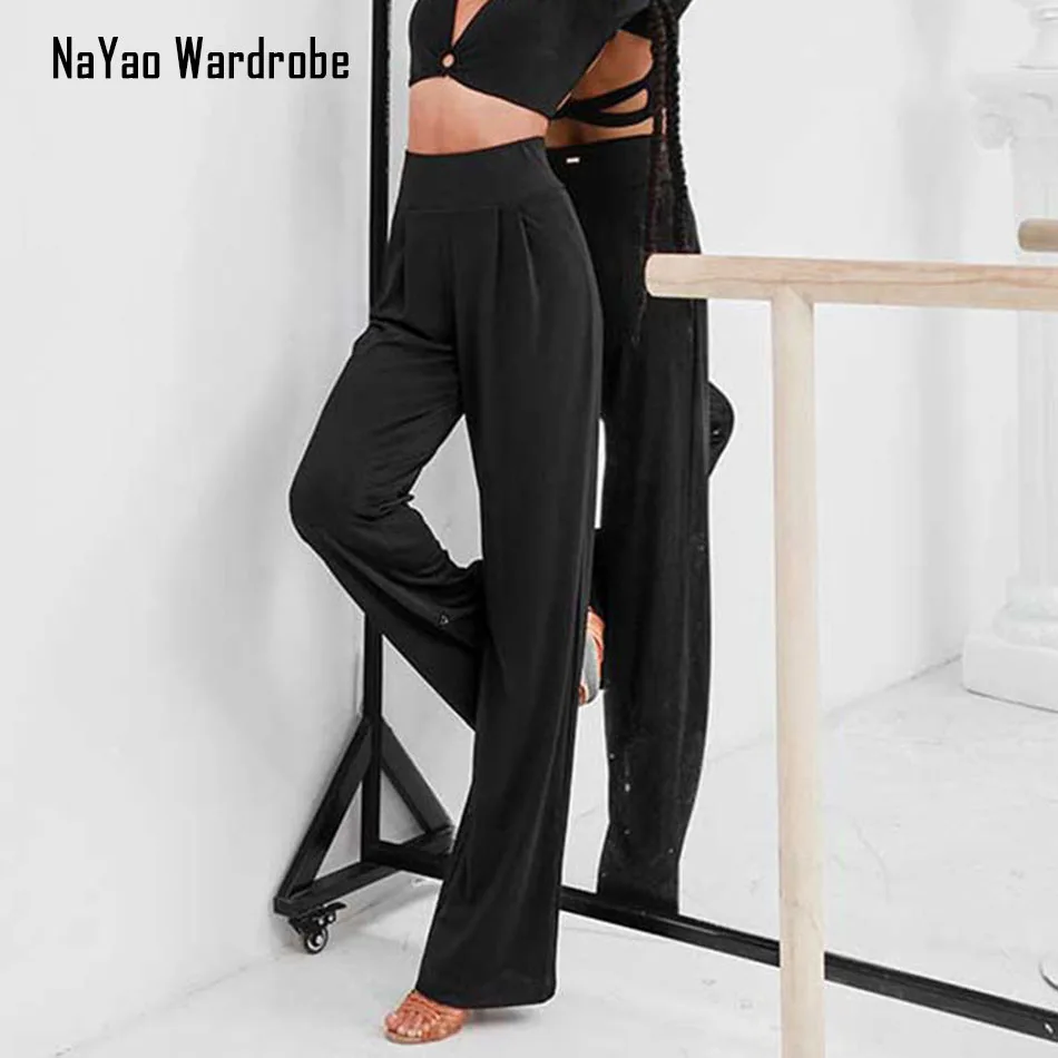 

2022 NY22 2138 High Waist Design Spring Latin Dance Dress Women Latin Pants Waltz Tango Ballroom Dancing Trousers Dance Costume