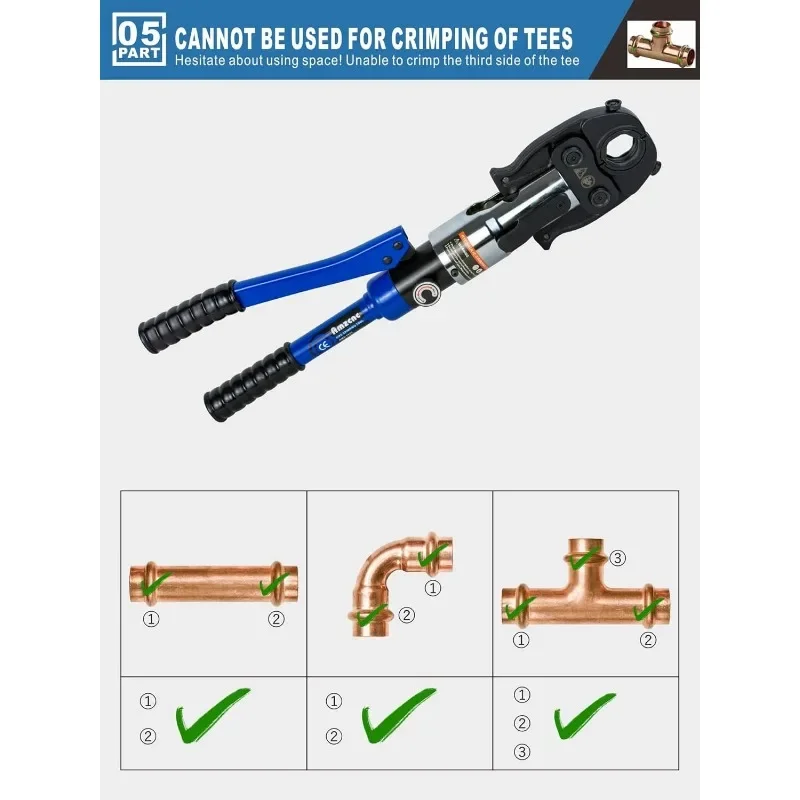 home. ProPress Tool Kit,Copper Tube Fittings Hydraulic Pipe Crimping Tool with 1/2 inch,3/4 inch and 1 inch Jaw Copper Pipe Pres 5