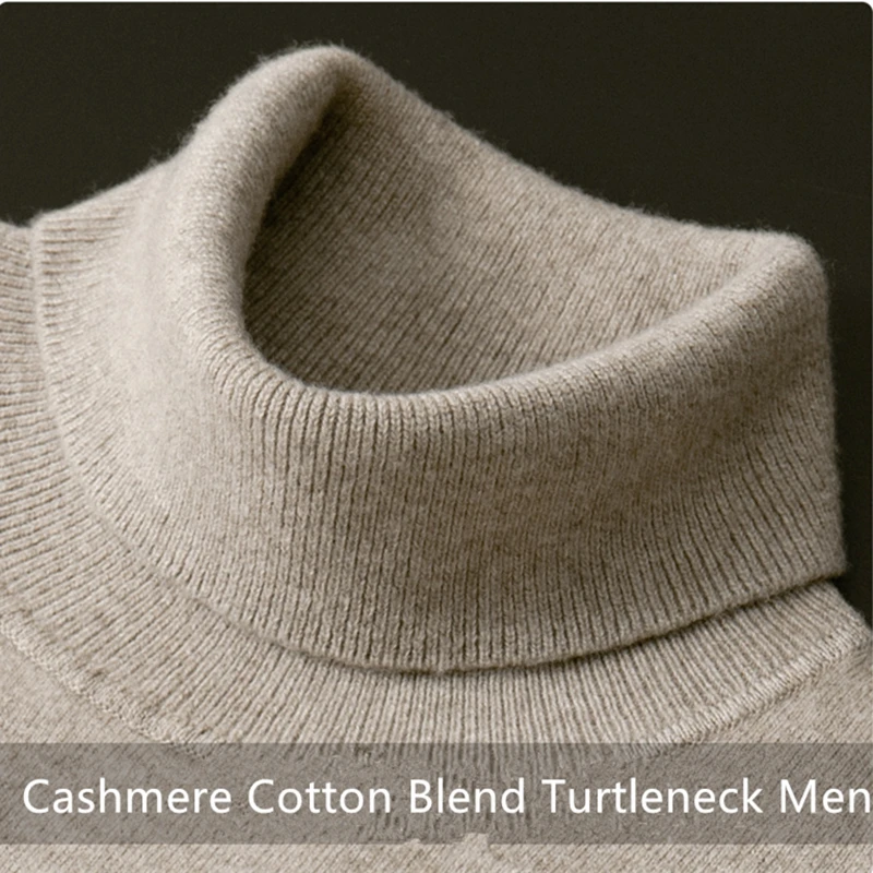 

Cashmere Cotton Blend Turtleneck Men Pullovers 2023 Autumn Winter Daily Jumper Jersey Hombre Pull Homme Knitted Sweater