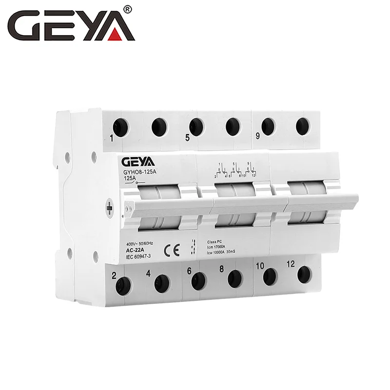 GEYA GYHO8 3P 4P 63A 125A 이중 전원 수동 전환 절연 스위치 인터록 회로 차단기 모듈형 전환 스위치