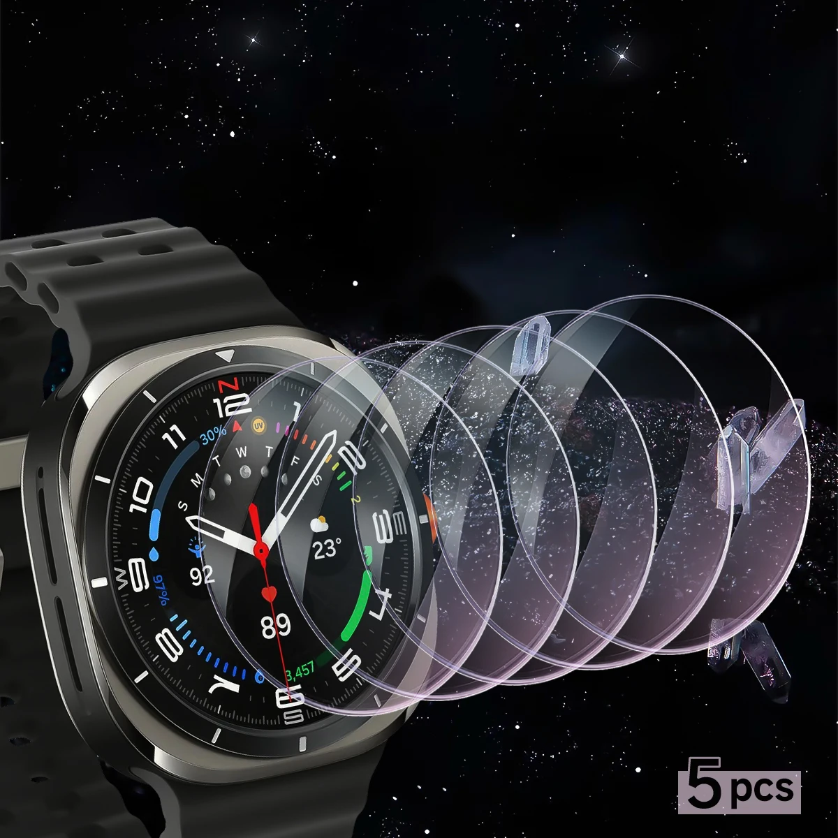 Premium Tempered Glass Screen Protector for Smartwatches - Easy Installation, Pack of 5