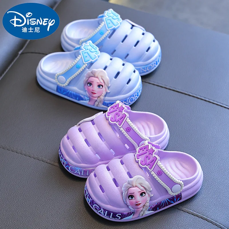 

Disney Children's Slippers Summer Girl's Cute Cartoon Elsa Princess Anti slip Soft Sole Indoor Bathing Sandals and Slippers