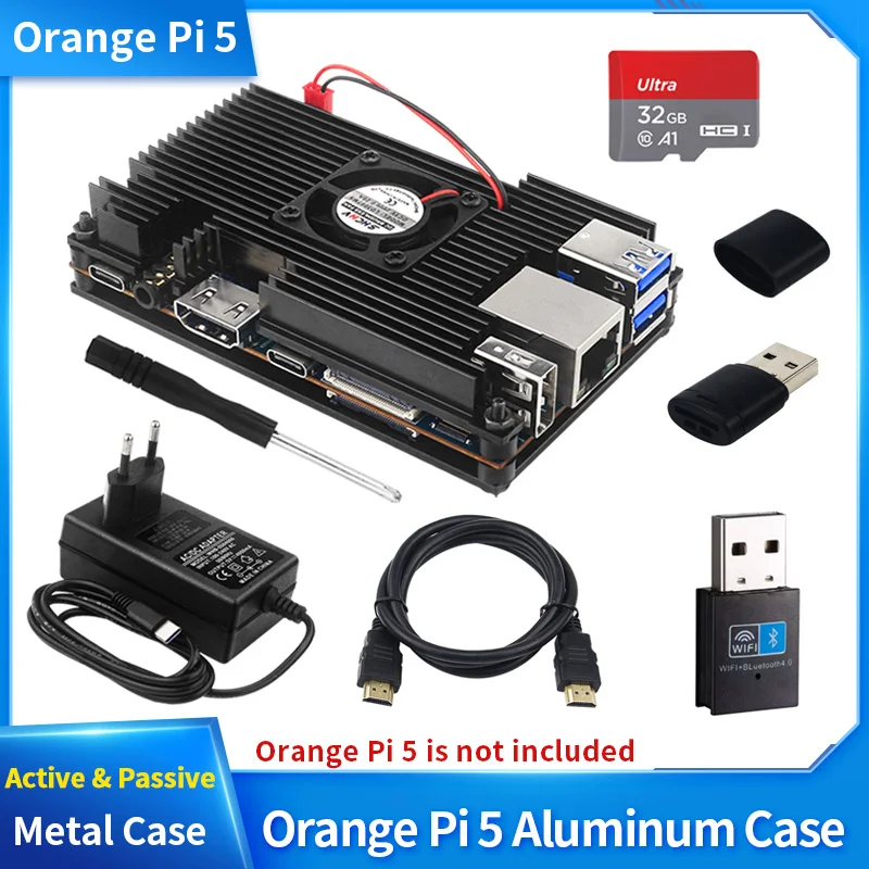 Orange Pi 5/5B Starter Kit Acrylic Case Transparent Shell with Fan Pow –  52Pi Store