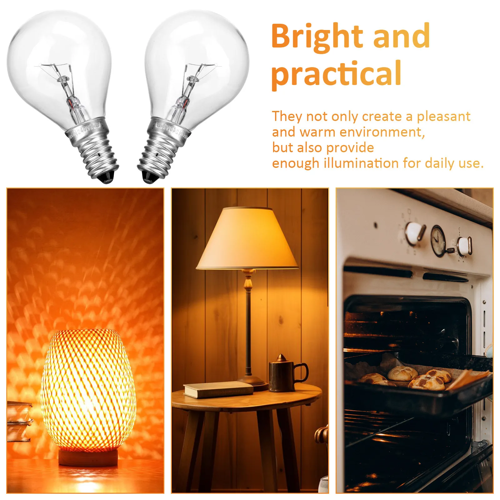 2Pcs E14 25W 따뜻한 전구 향기 워머 아로마 램프 오븐 조명기구에 대한 투명한 표면 알루미늄 유리 구조