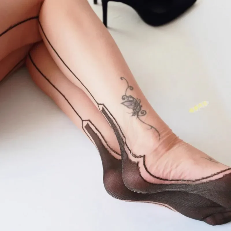 Cucito Stockings-Nude Autoreggenti Con Rosso Cucitura