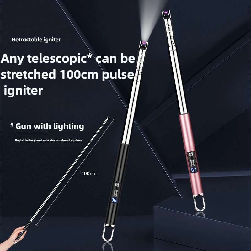 Ultra-Long Telescopic USB Arc Lighter Safe Eco-Friendly Rechargeable Igniter for BBQ Kitchen Fireplace Windproof USB Lighter