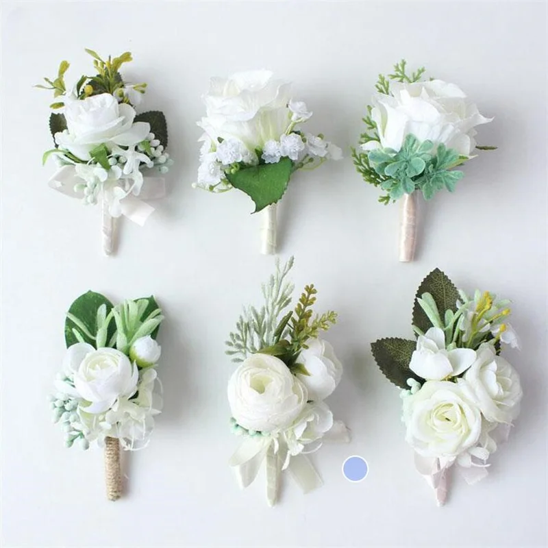 Corsage Men Wedding Rustic Boutonniere White Bridal Wrist Corsage Bridesmaid Groomsmen Party Meeting Personal Decorations